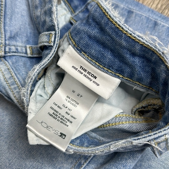Joe’s Jeans The Icon Mid-Rise Skinny Crop Jeans Raw Hem Blue Wash Women’s Sz 27 - Picture 4 of 12